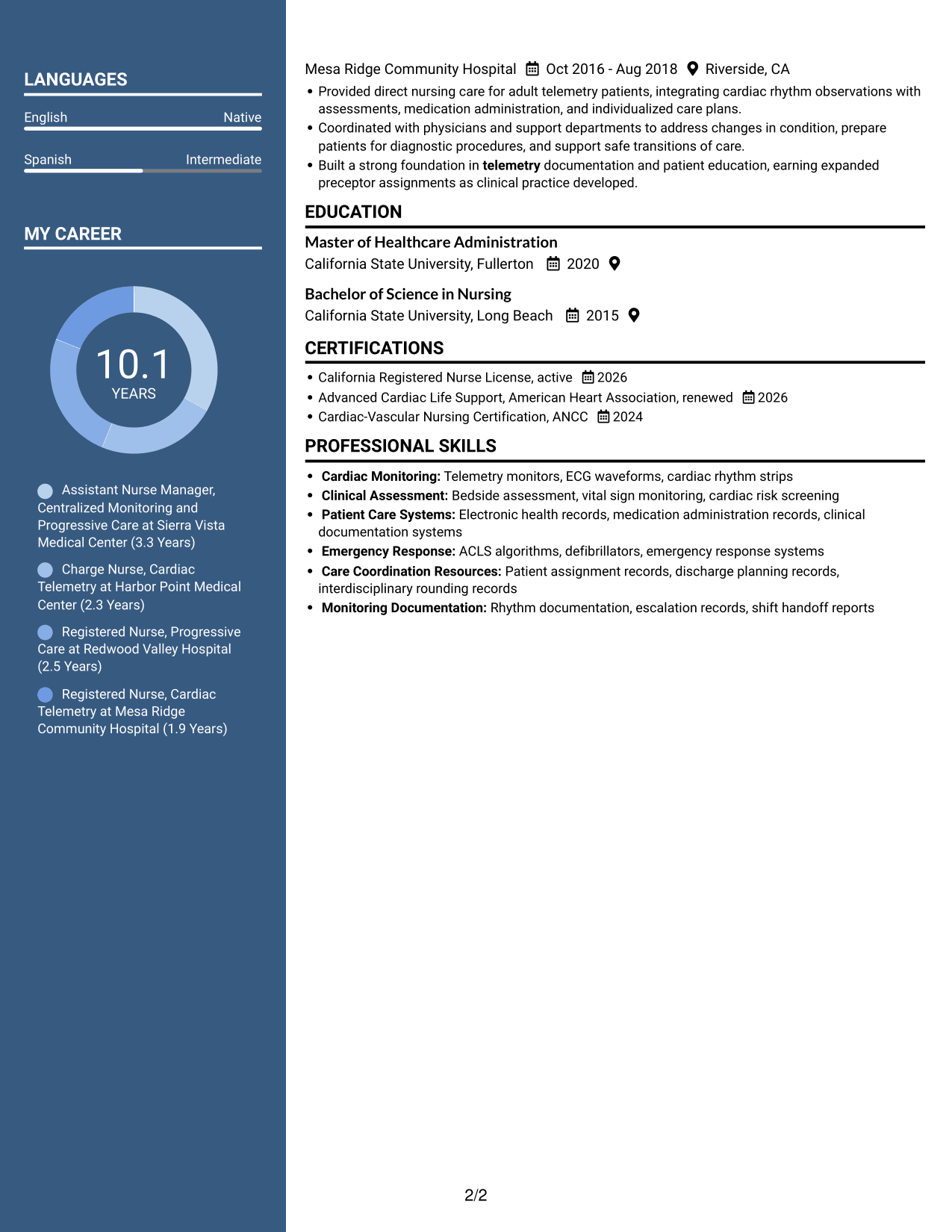Resume example — page 2