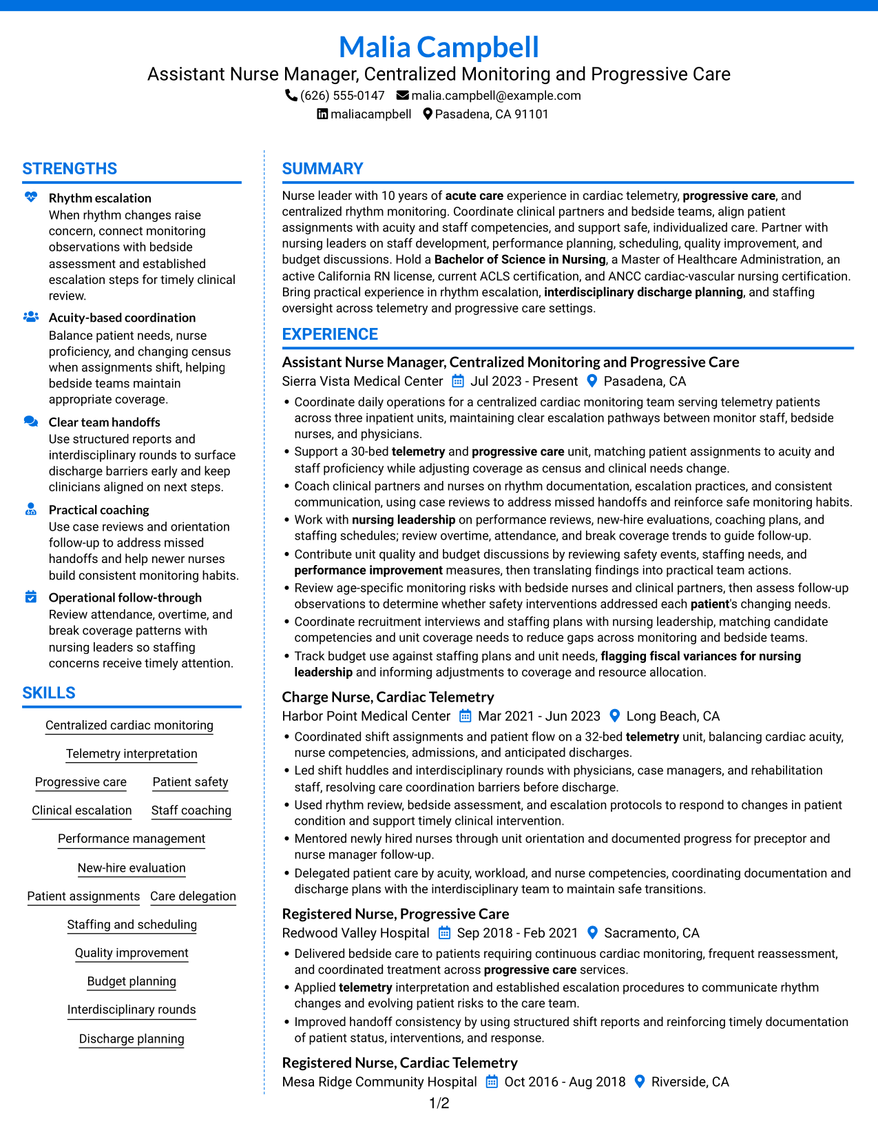 Resume example — page 1
