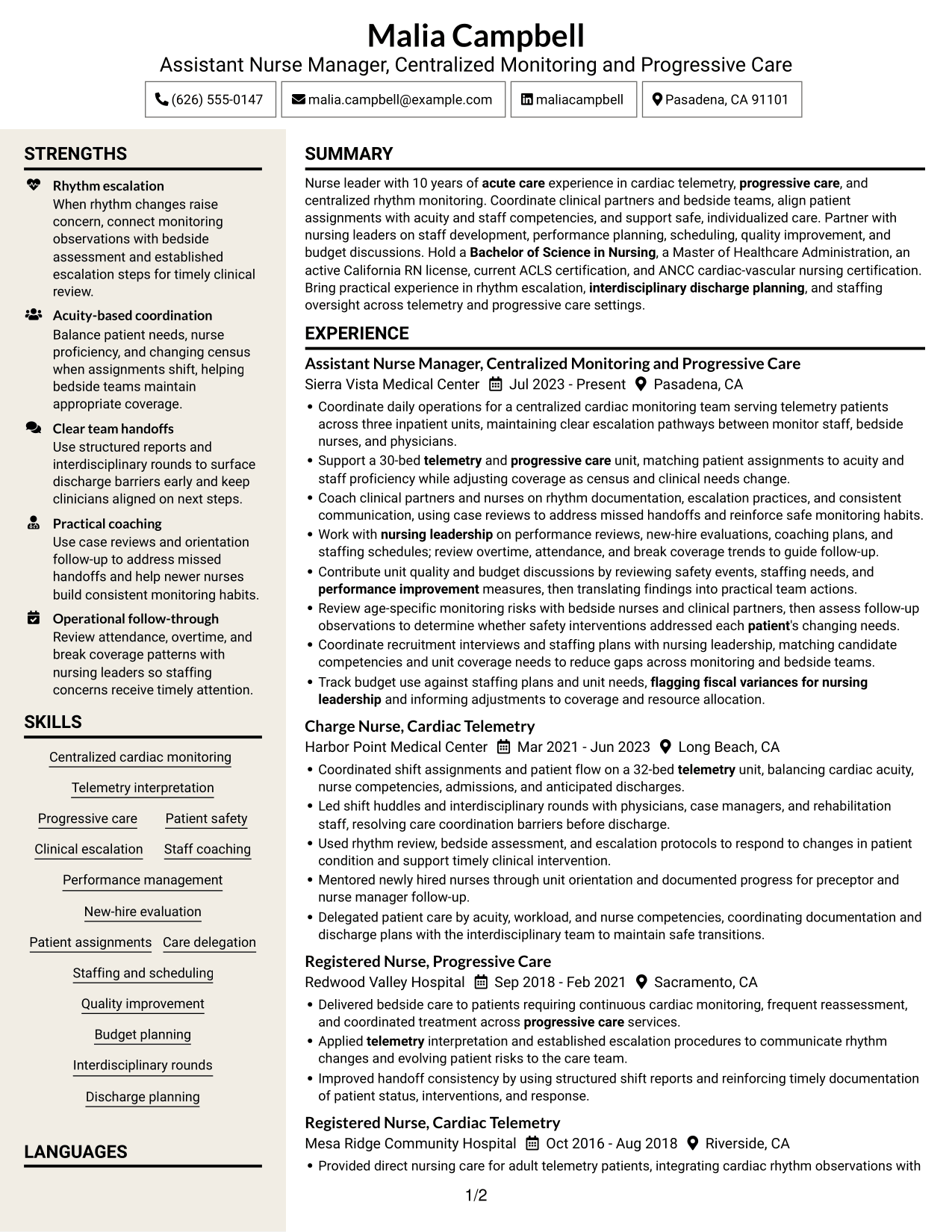 Resume example — page 1