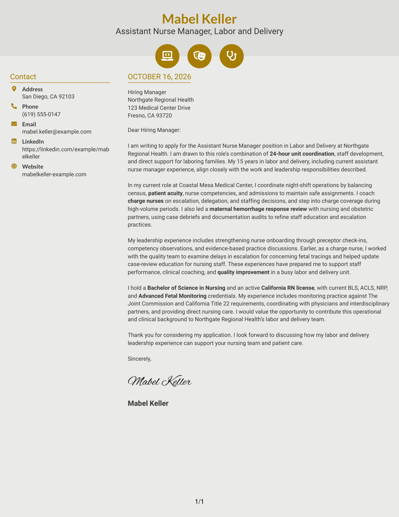 Cover letter example — page 1