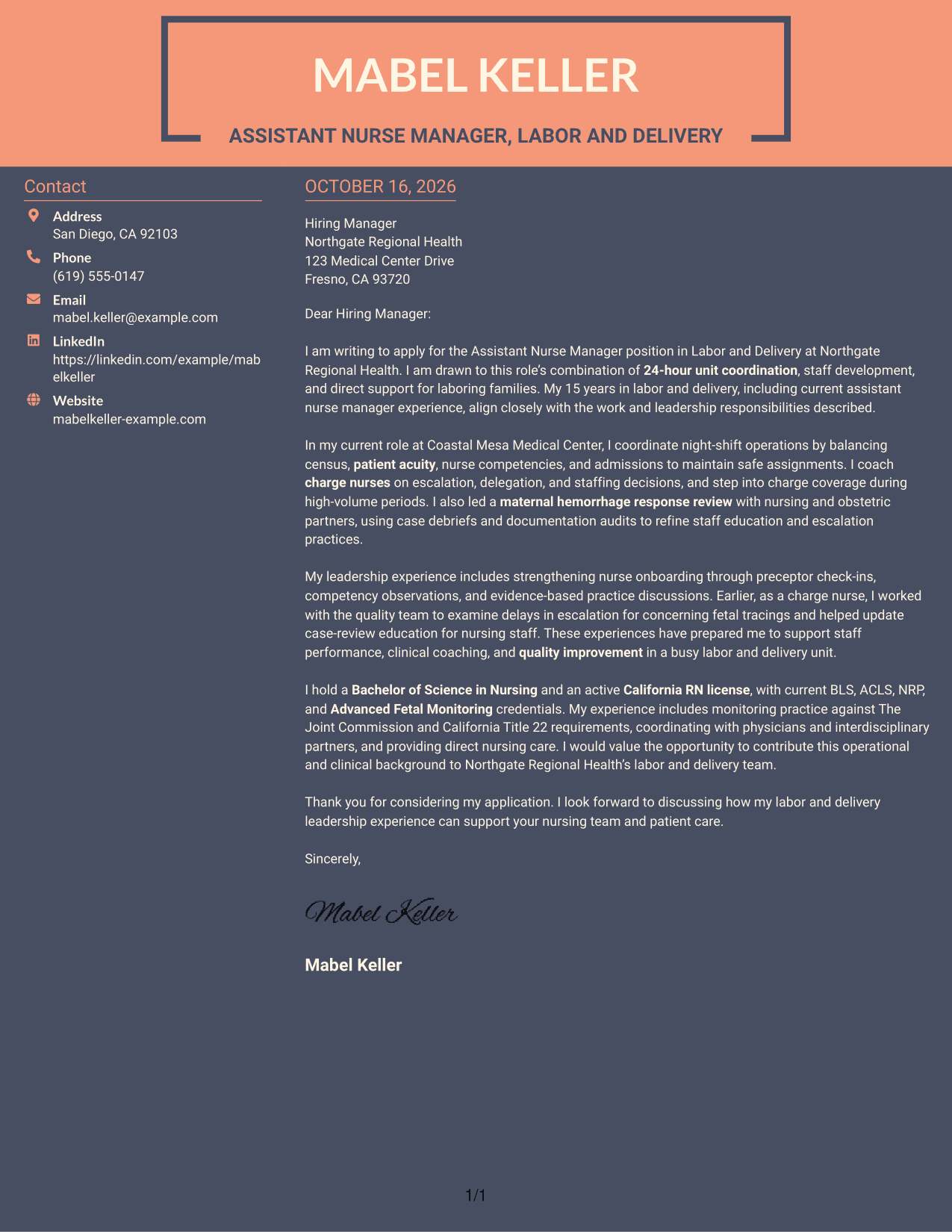 Cover letter example — page 1