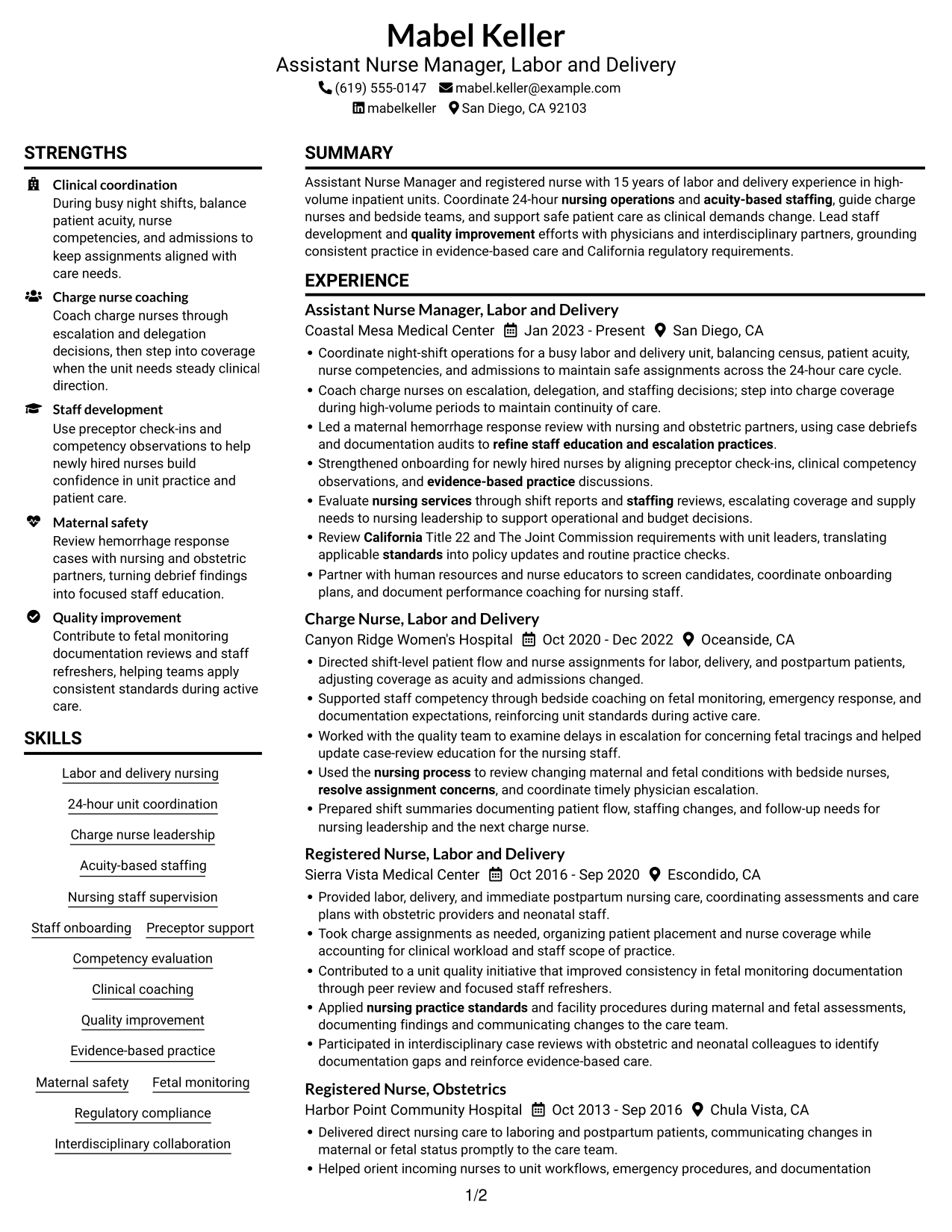 Resume example — page 1