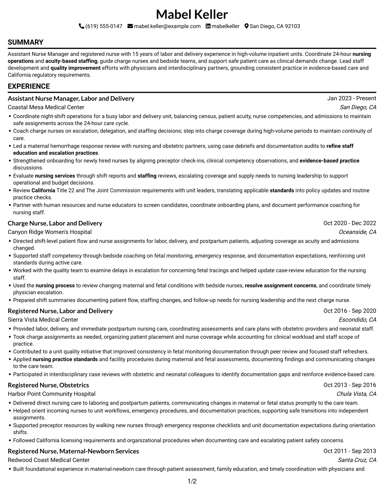 Resume example — page 1