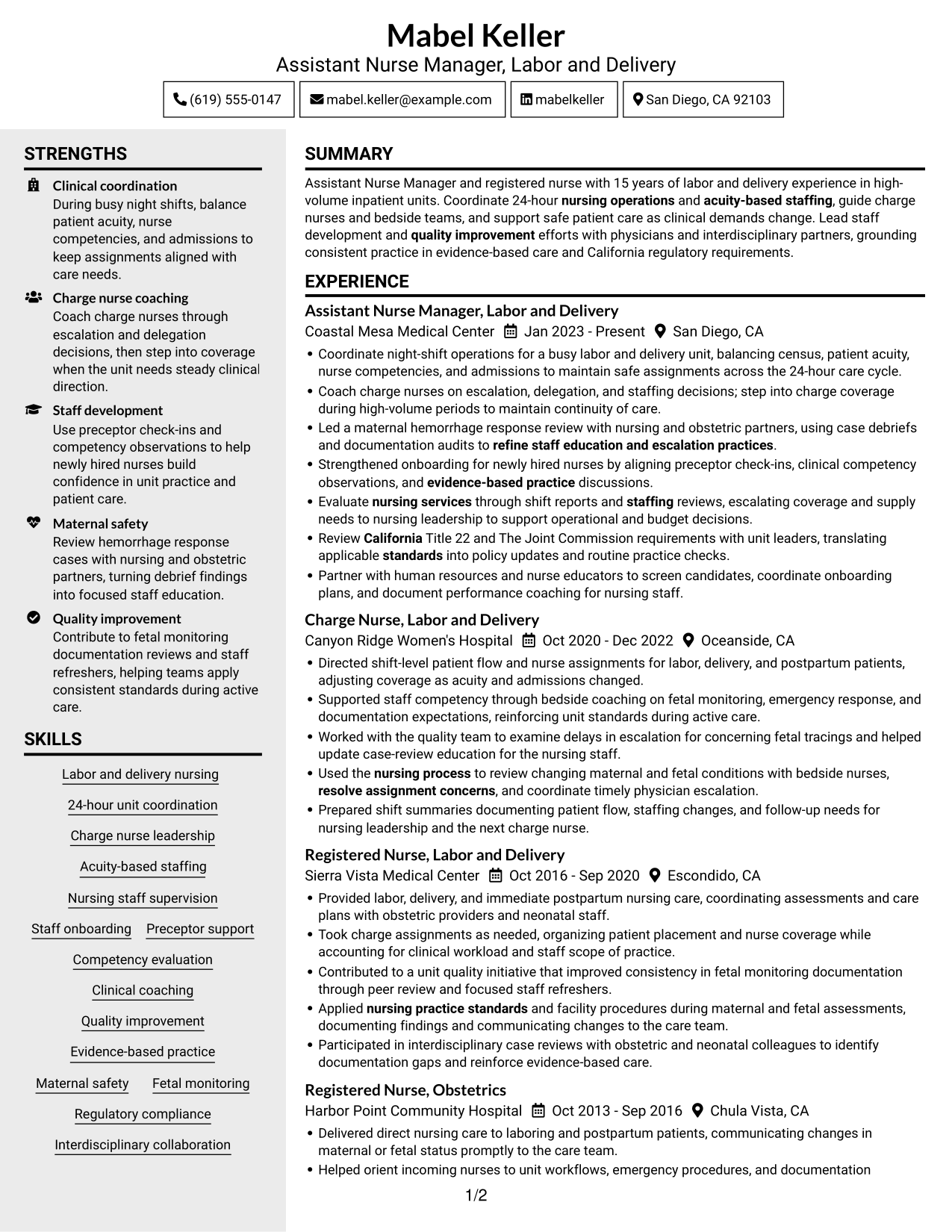 Resume example — page 1