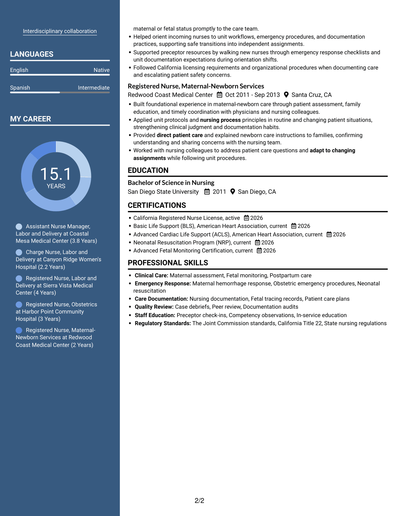 Resume example — page 2
