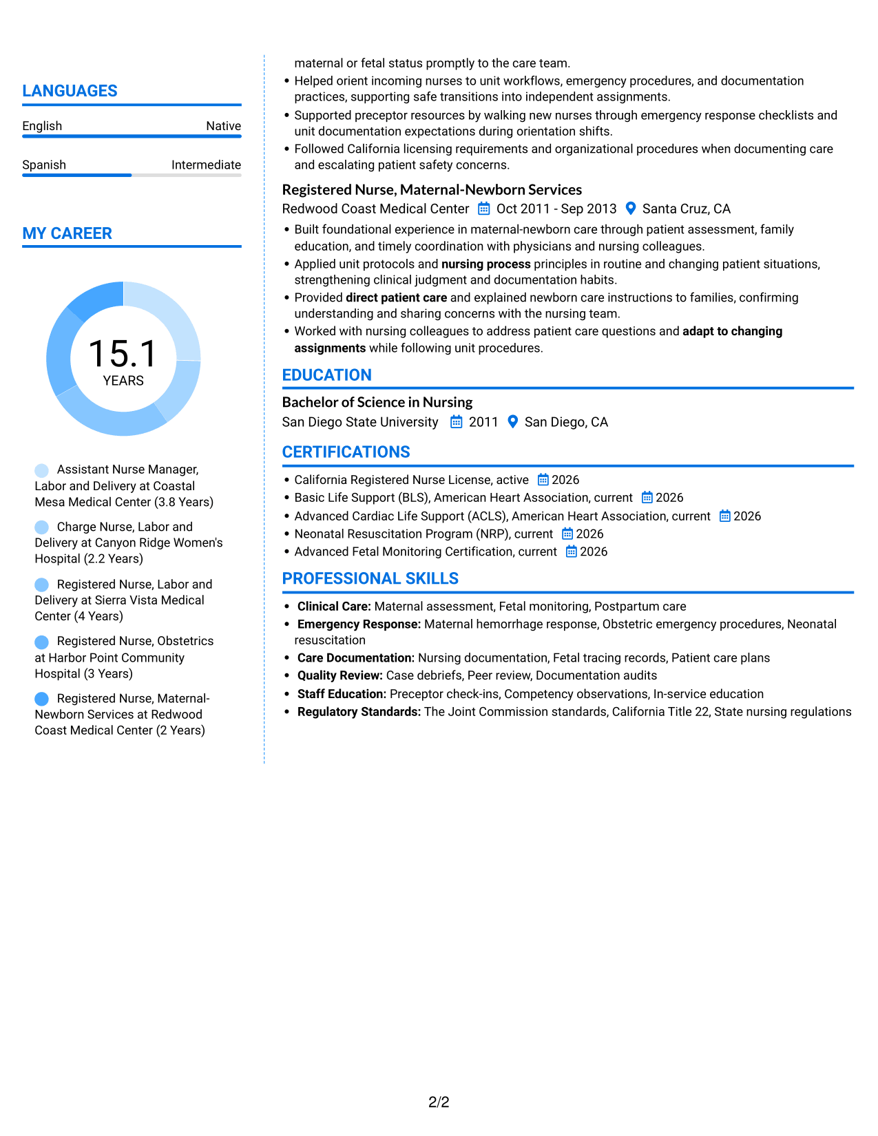 Resume example — page 2