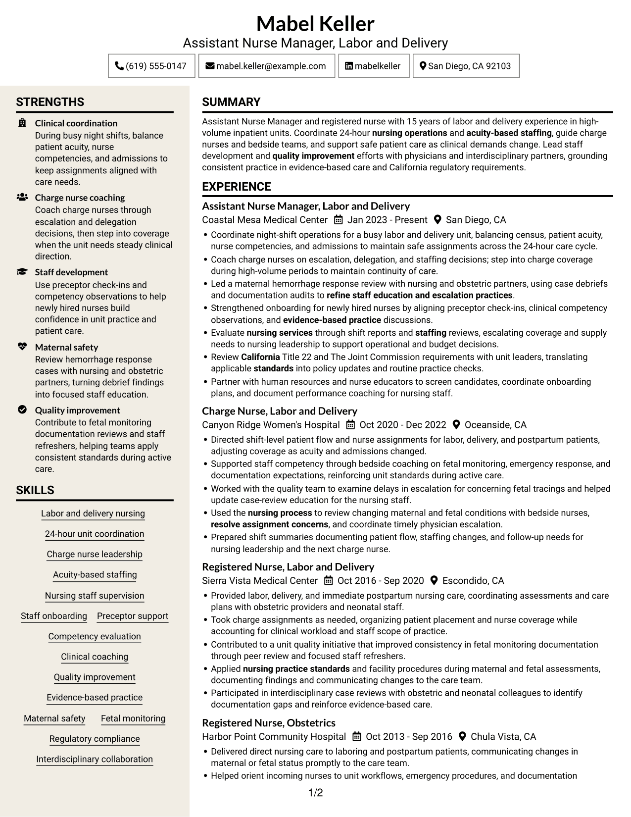 Resume example — page 1