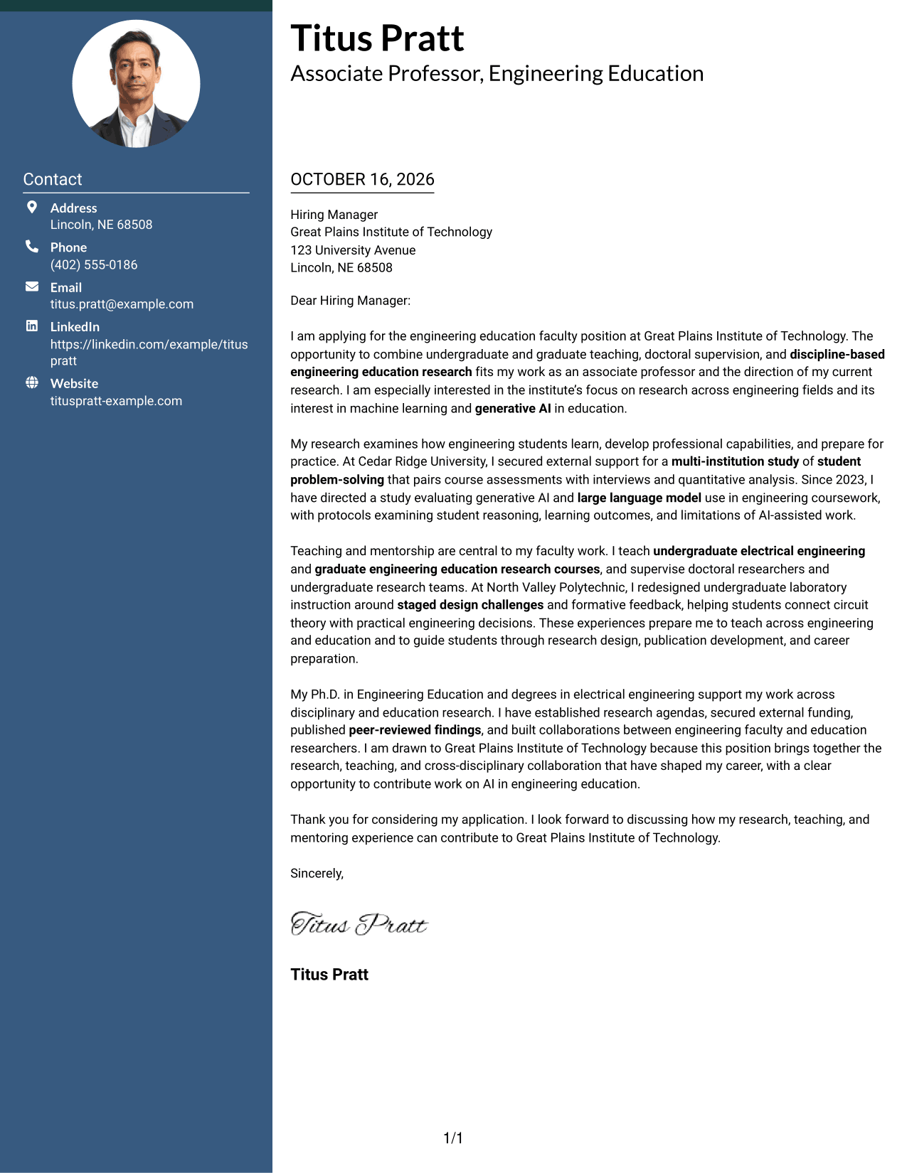 Cover letter example — page 1