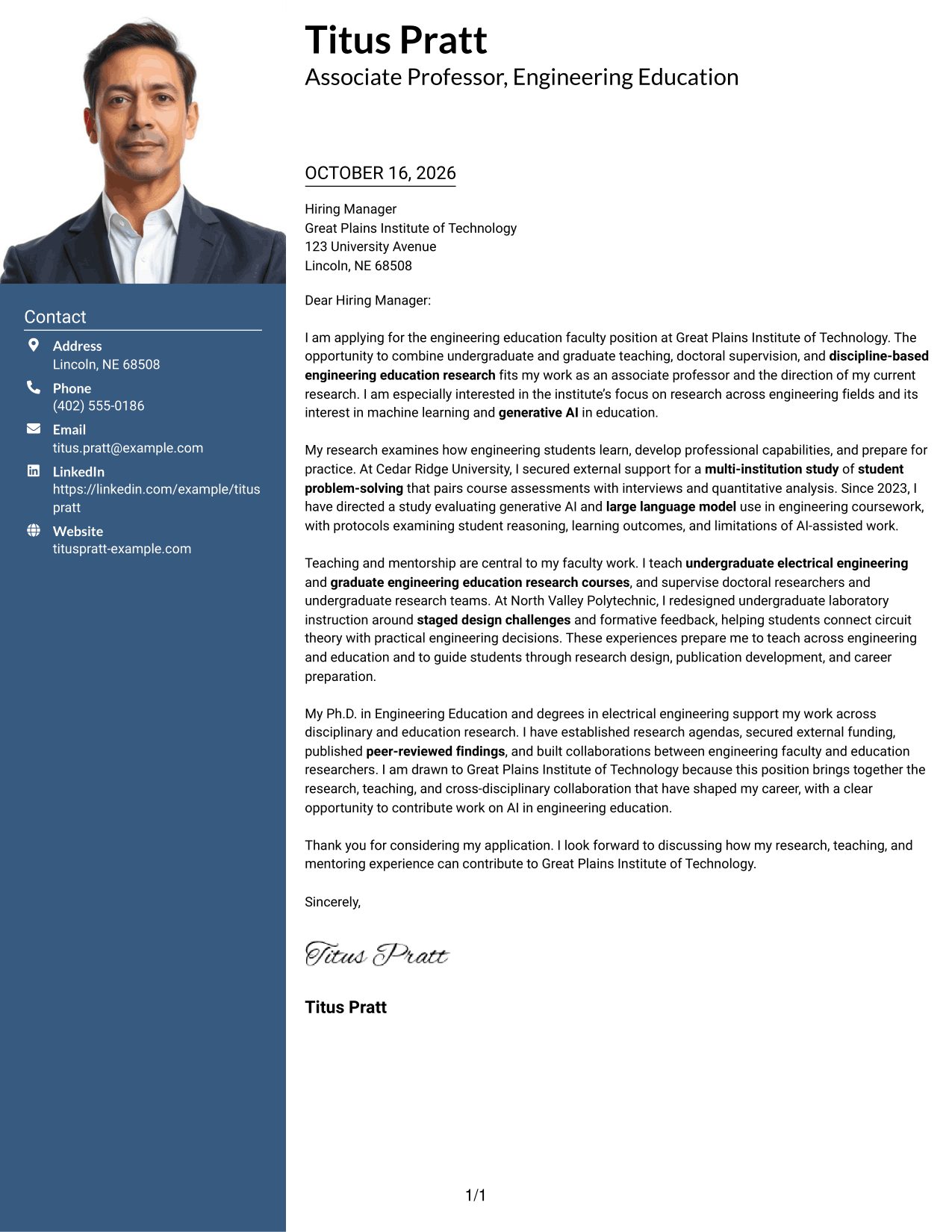 Cover letter example — page 1