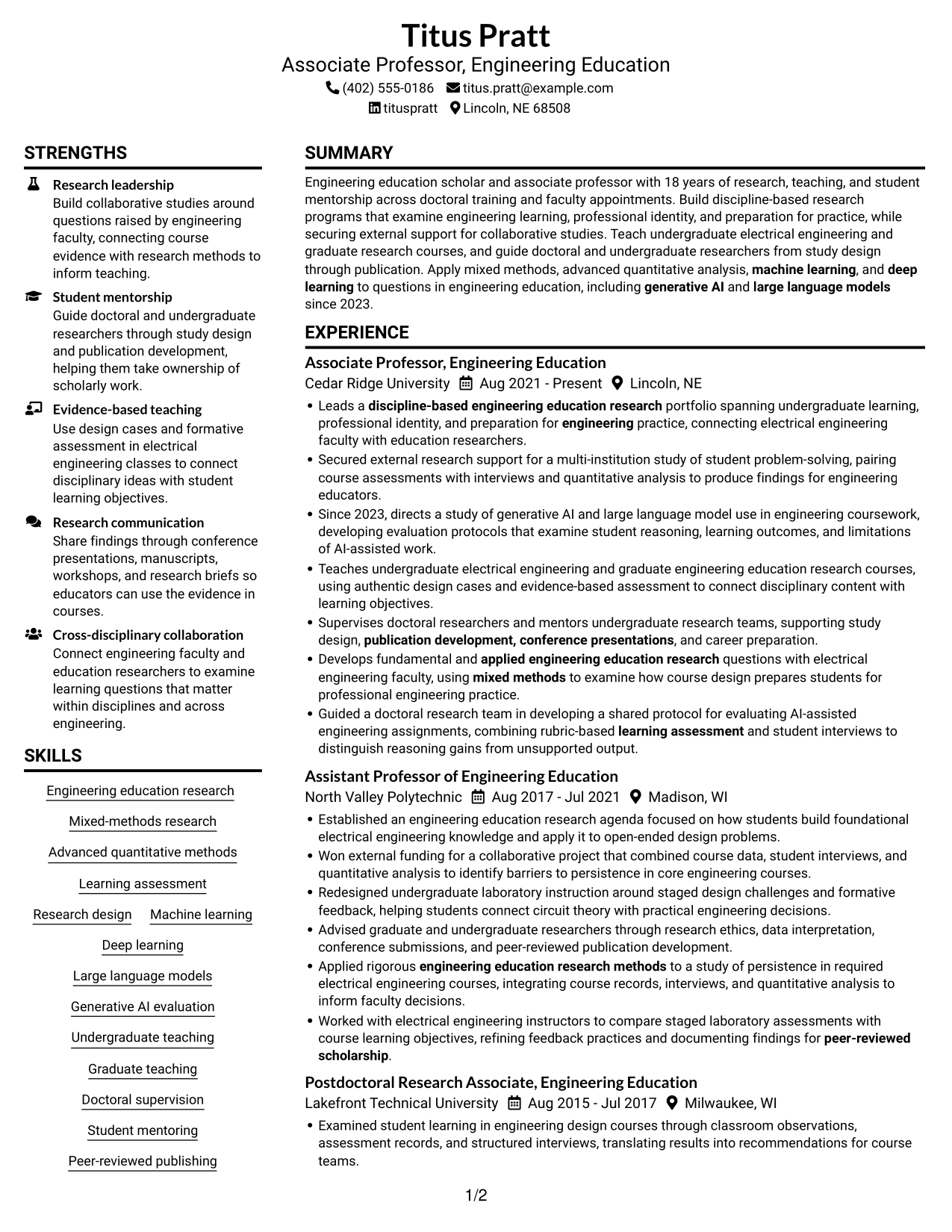 Resume example — page 1