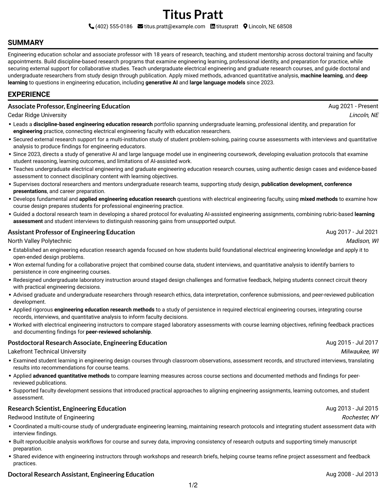 Resume example — page 1
