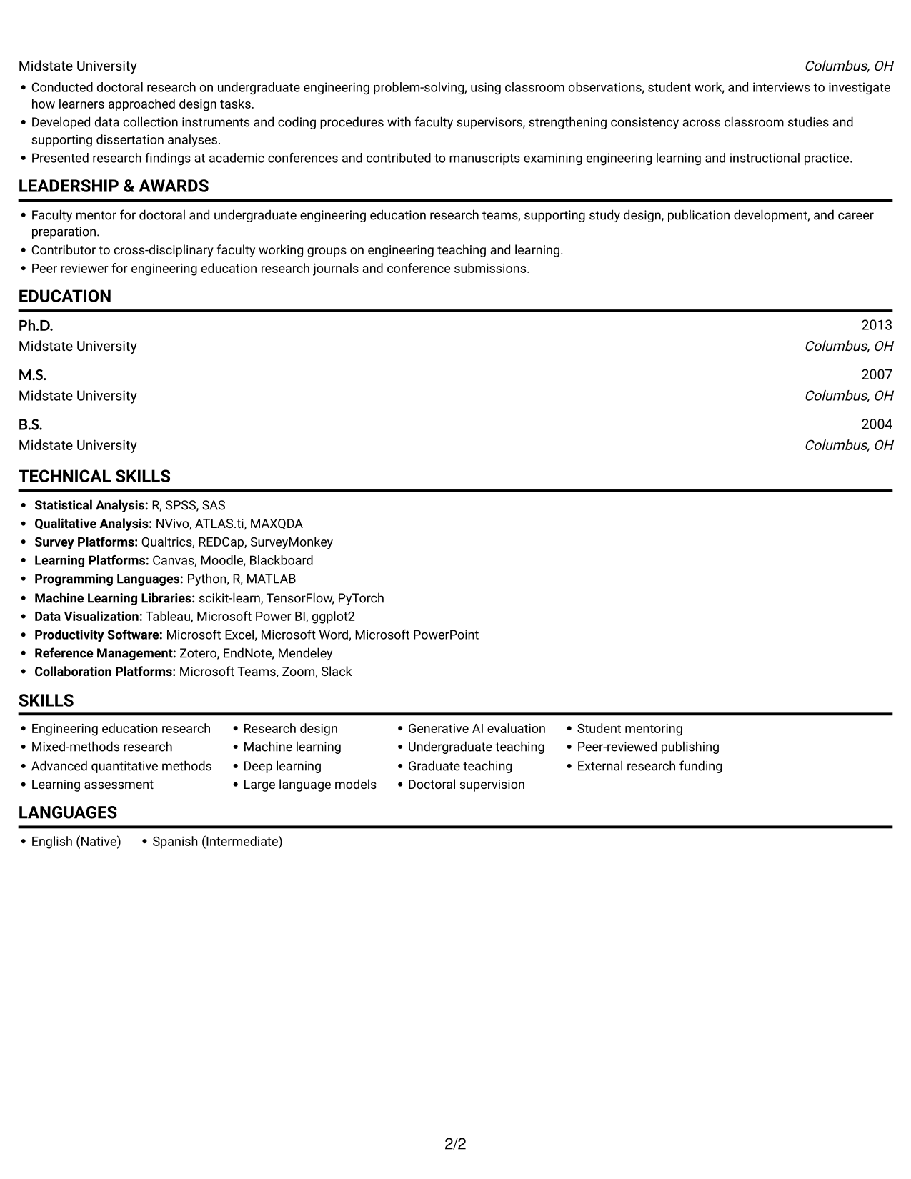 Resume example — page 2