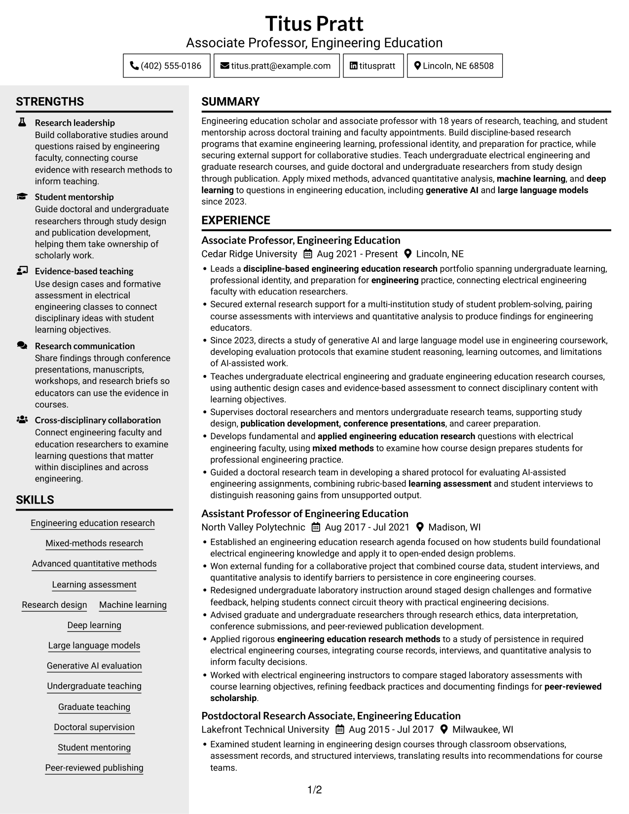 Resume example — page 1