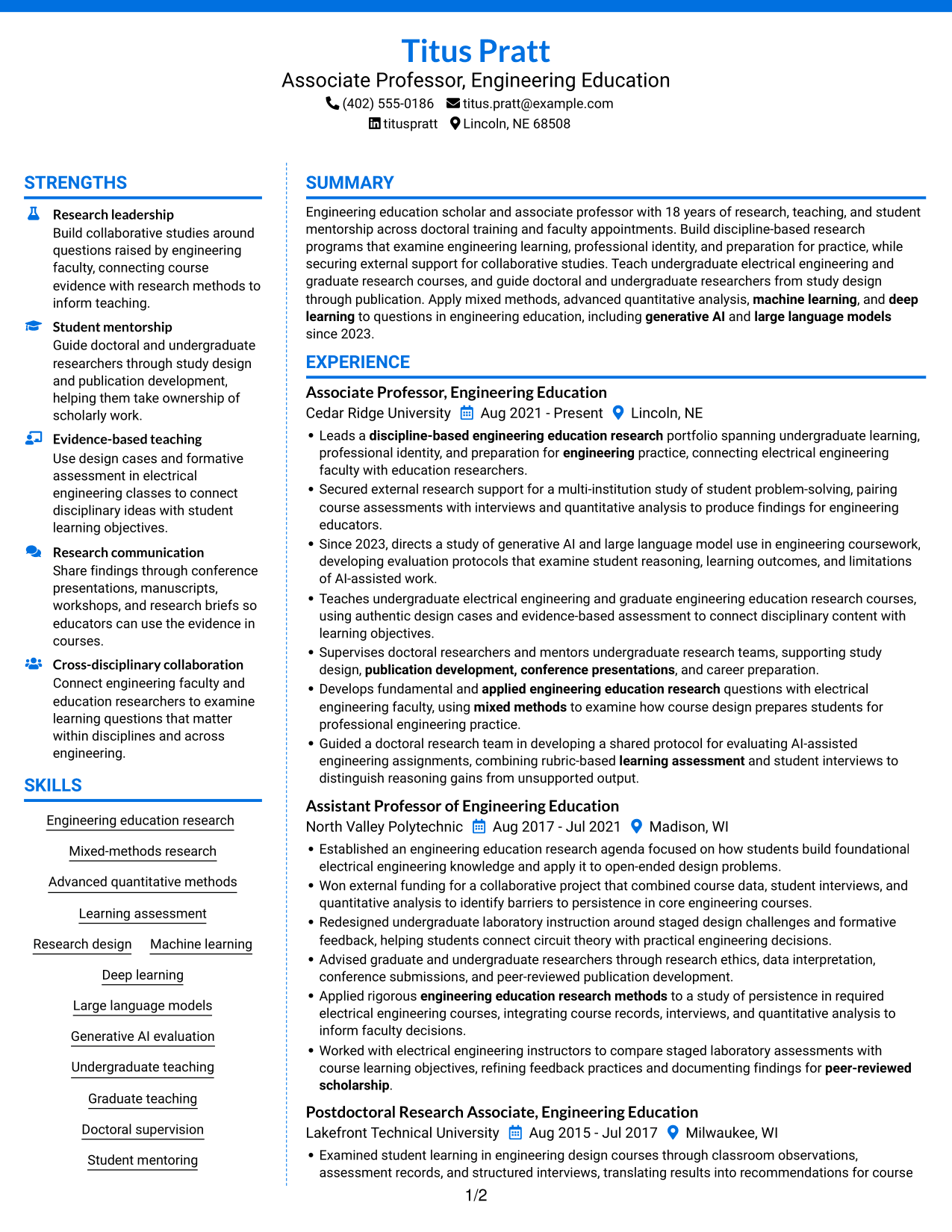 Resume example — page 1