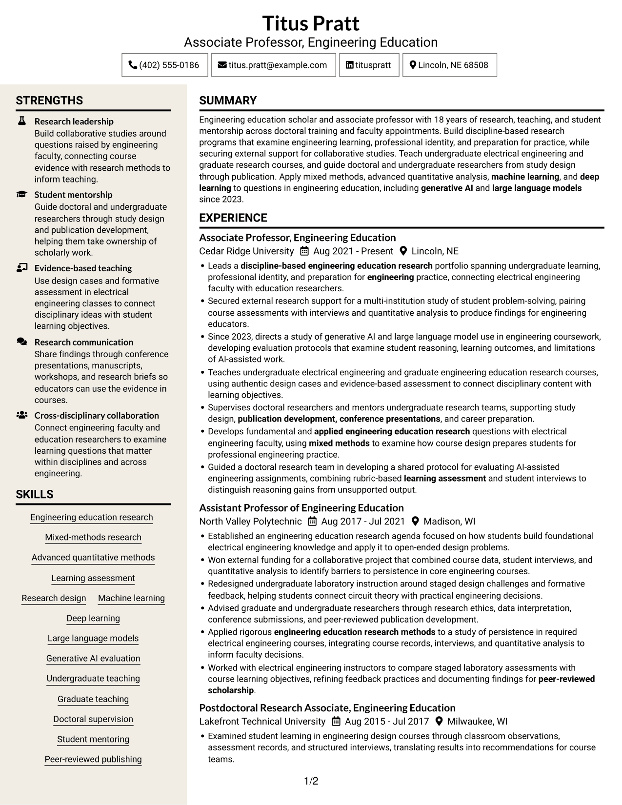 Resume example — page 1