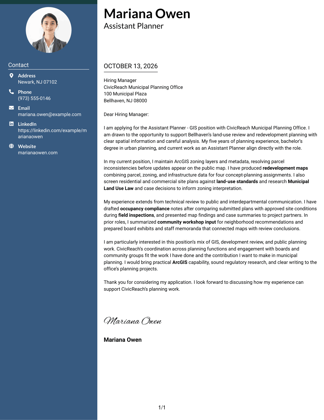 Cover Letter Example Page 1