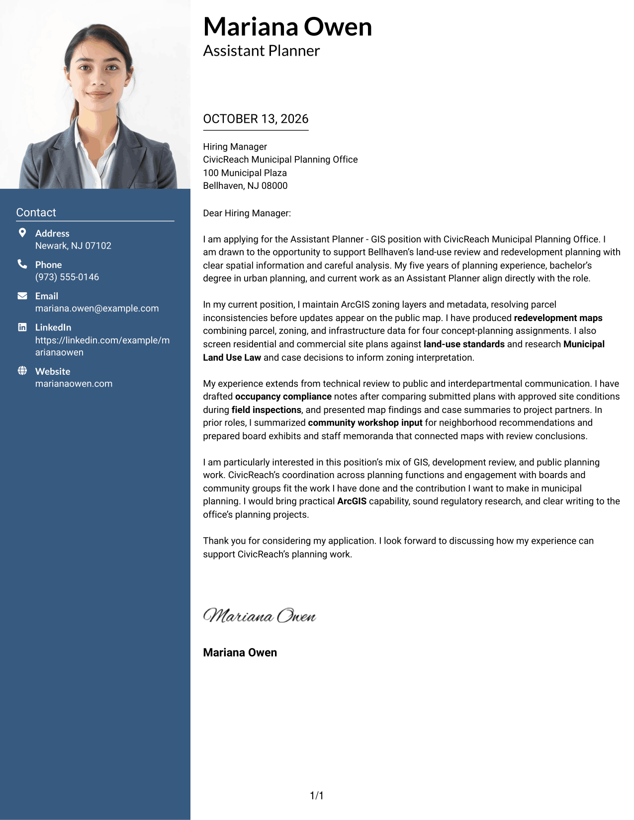 Cover Letter Example Page 1