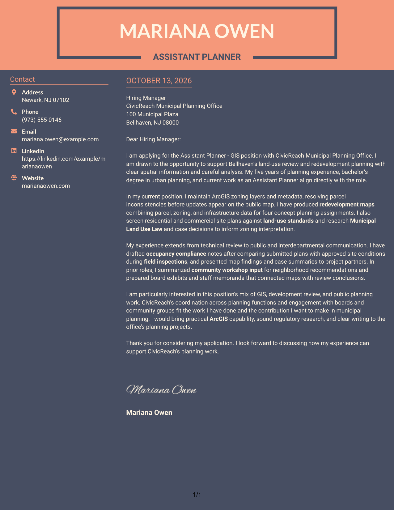 Cover Letter Example Page 1