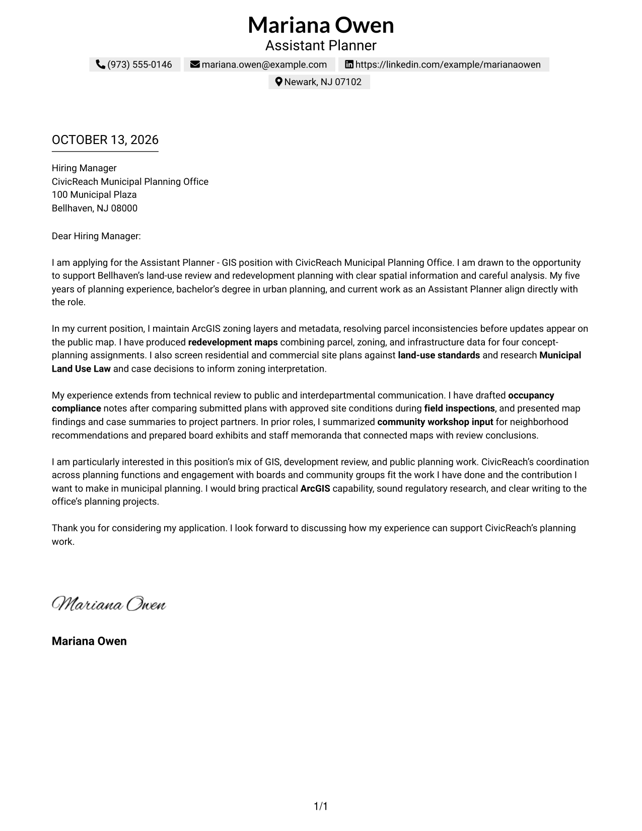 Text/Fang Style Cover Letter Preview