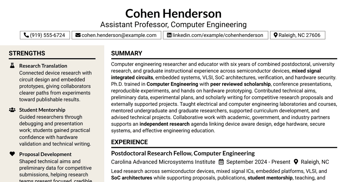 7 Assistant Professor, Computer Engineering Resume Templates with Example
