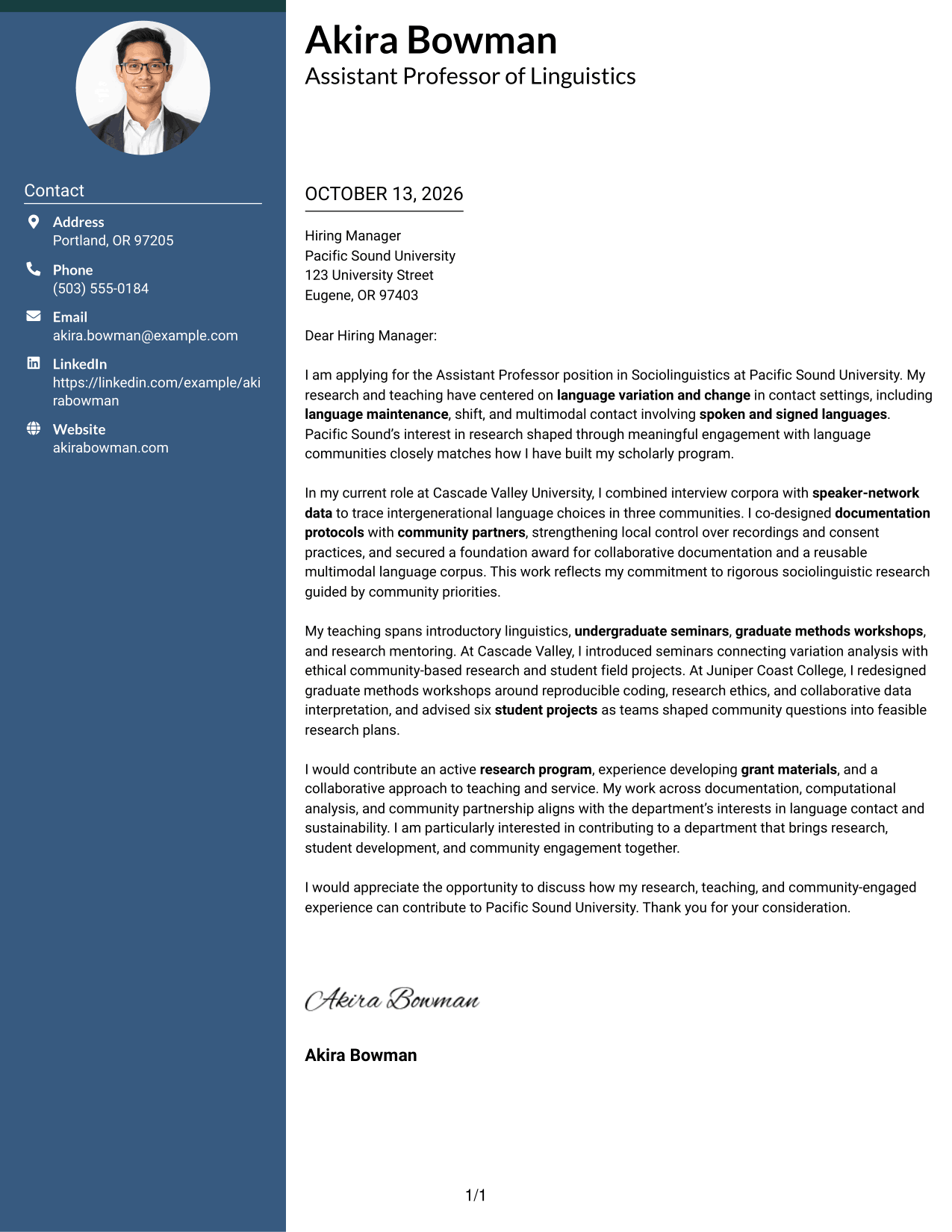 Cover Letter Example Page 1