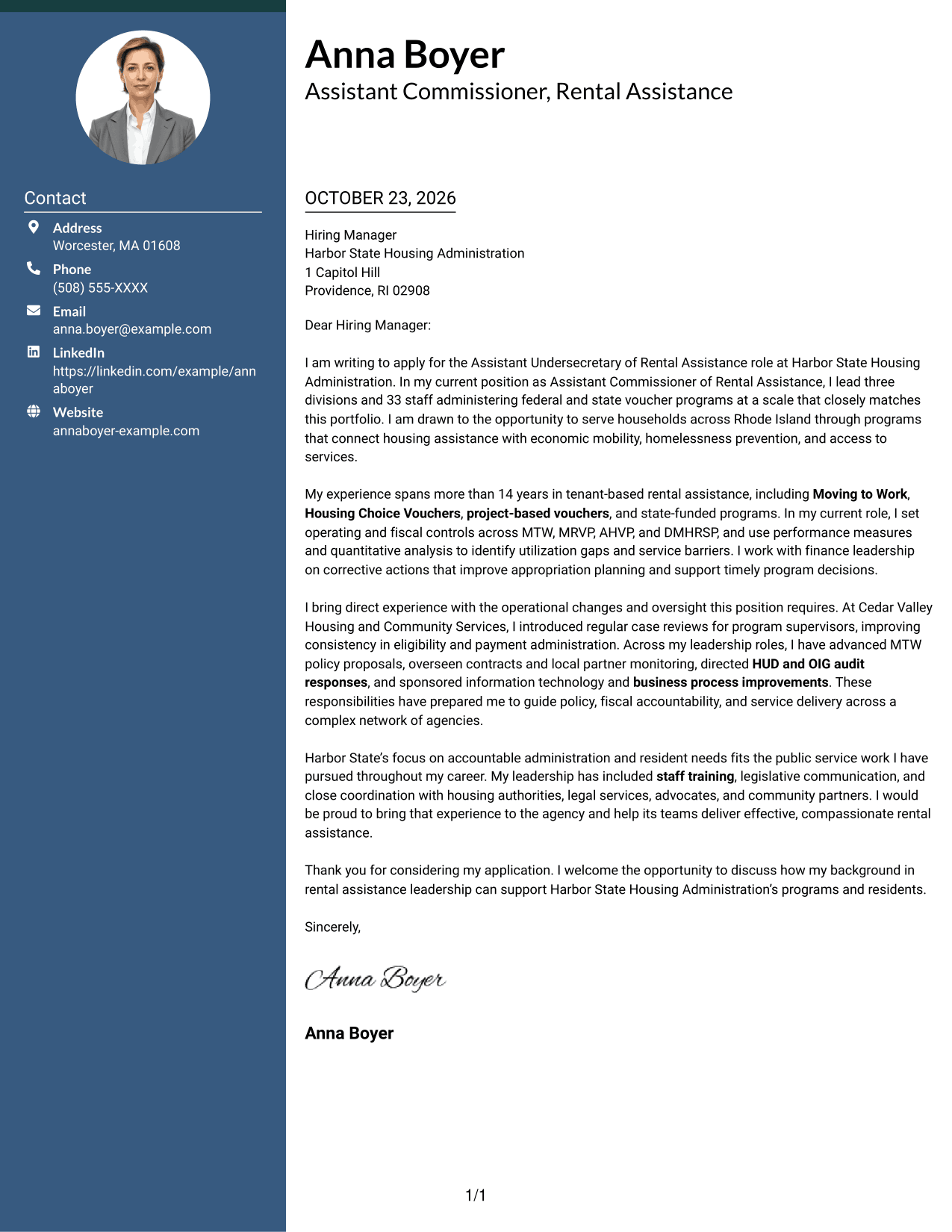 Cover letter example — page 1
