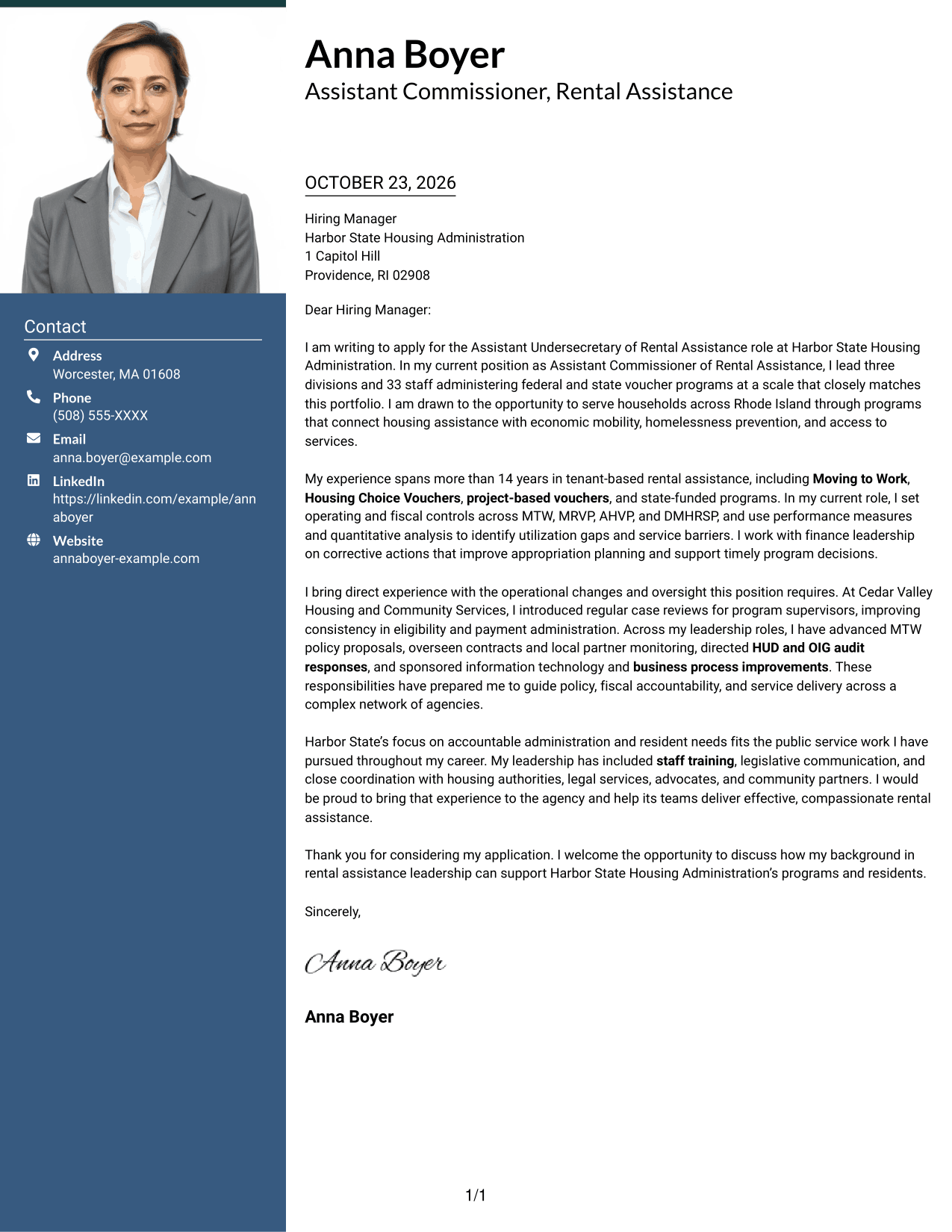 Cover letter example — page 1
