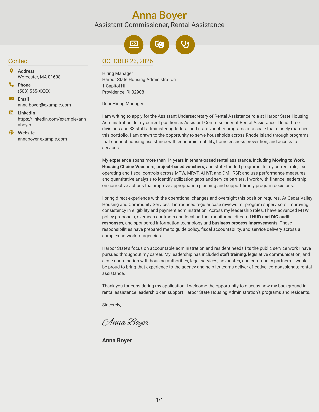 Cover letter example — page 1