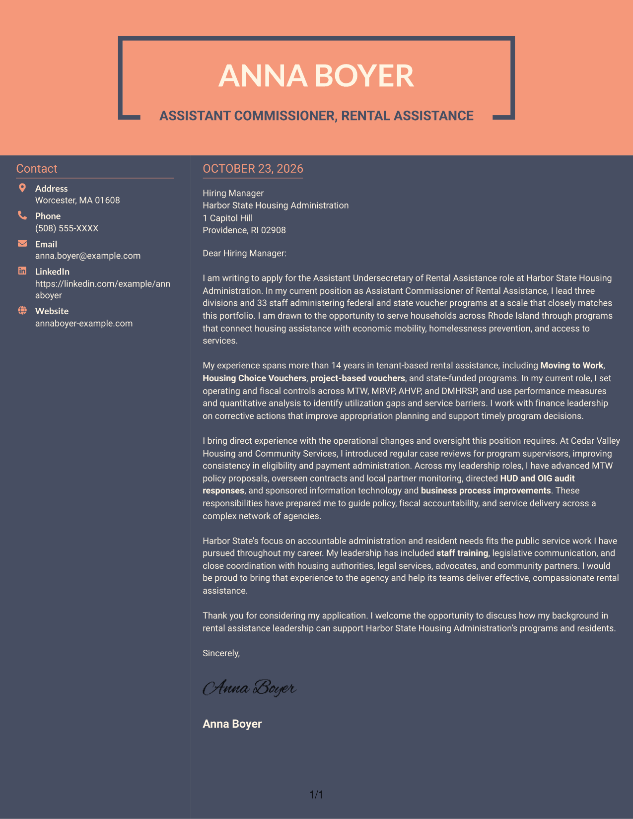 Cover letter example — page 1