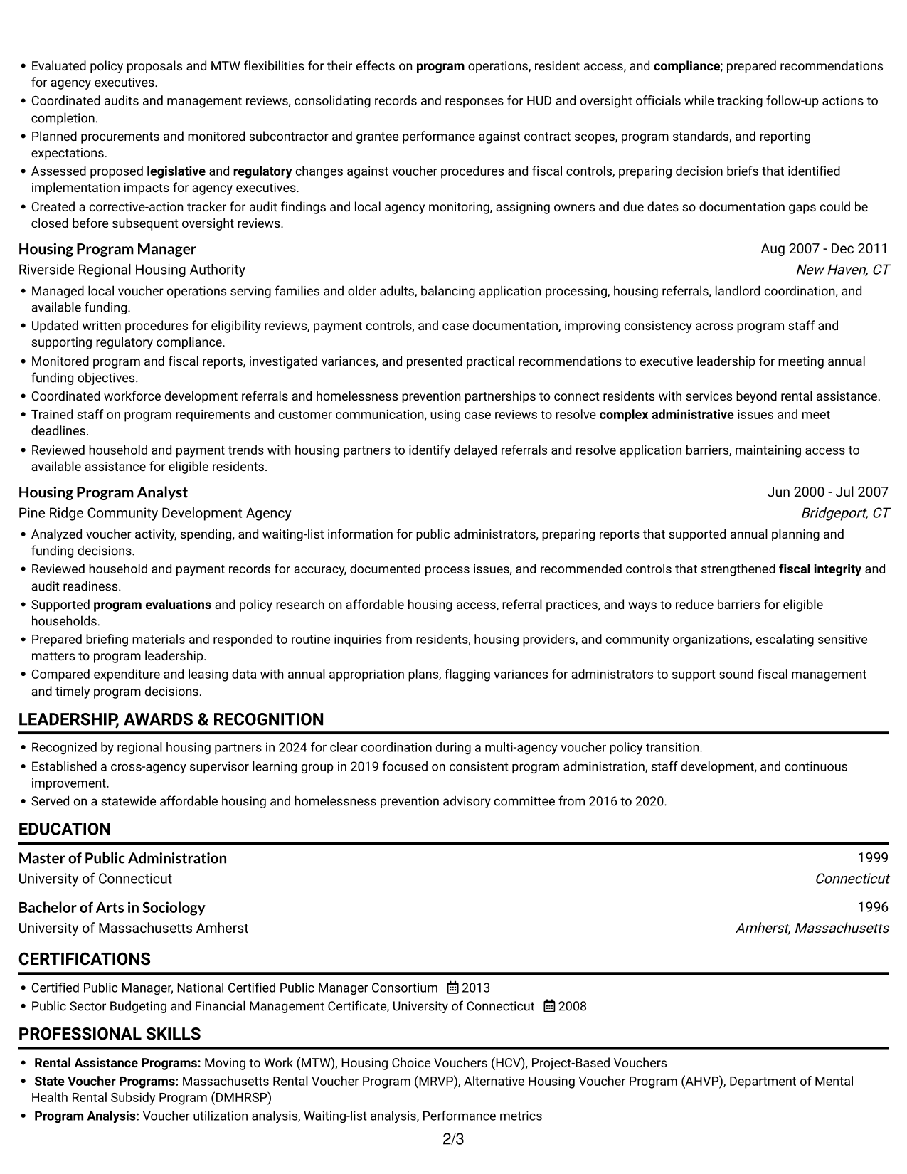 Resume example — page 2