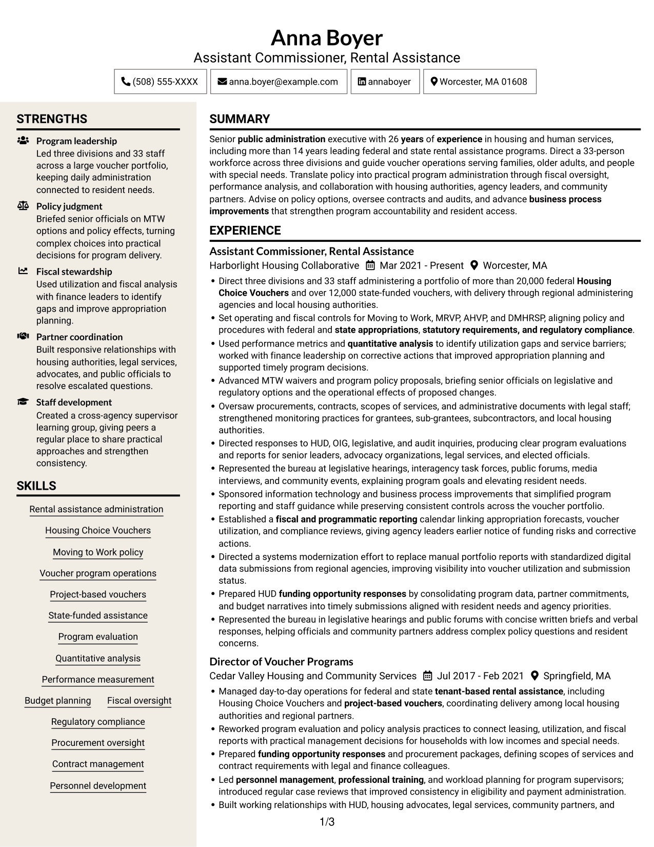 Resume example — page 1