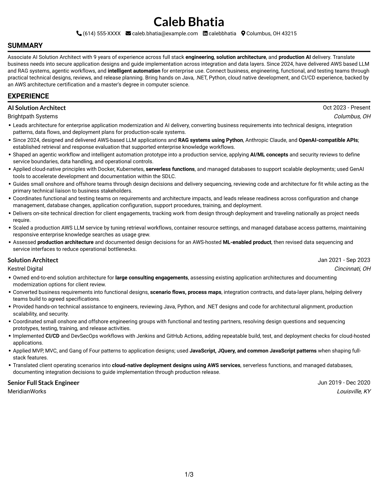 Resume example — page 1
