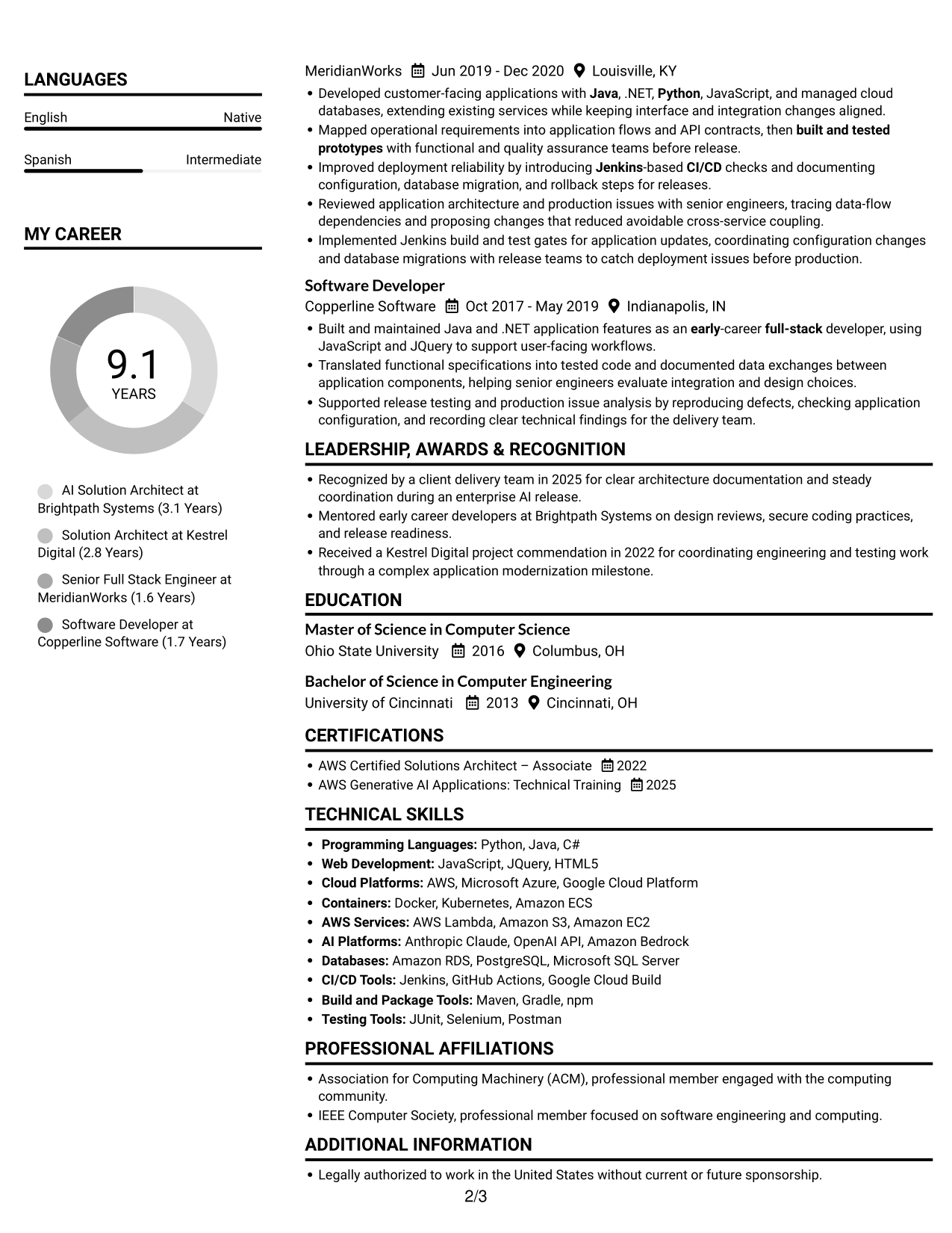 Resume example — page 2