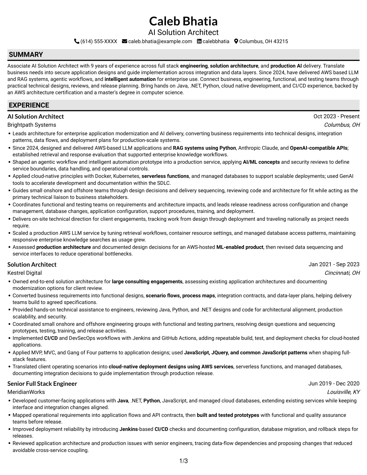 Resume example — page 1