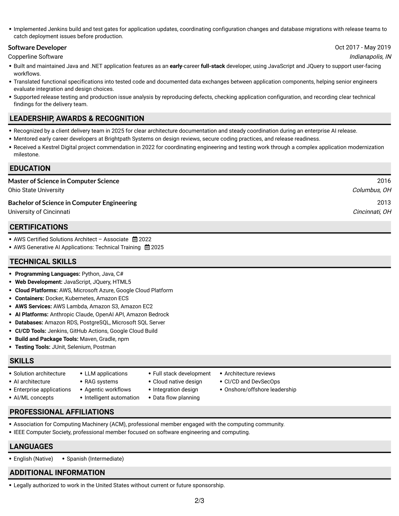 Resume example — page 2