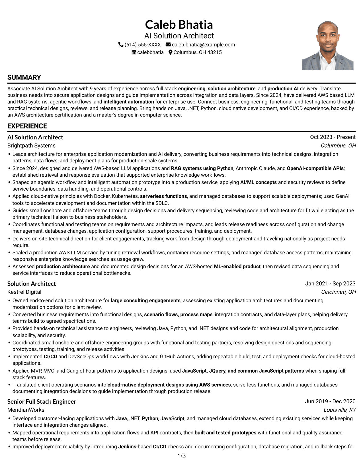 Resume example — page 1