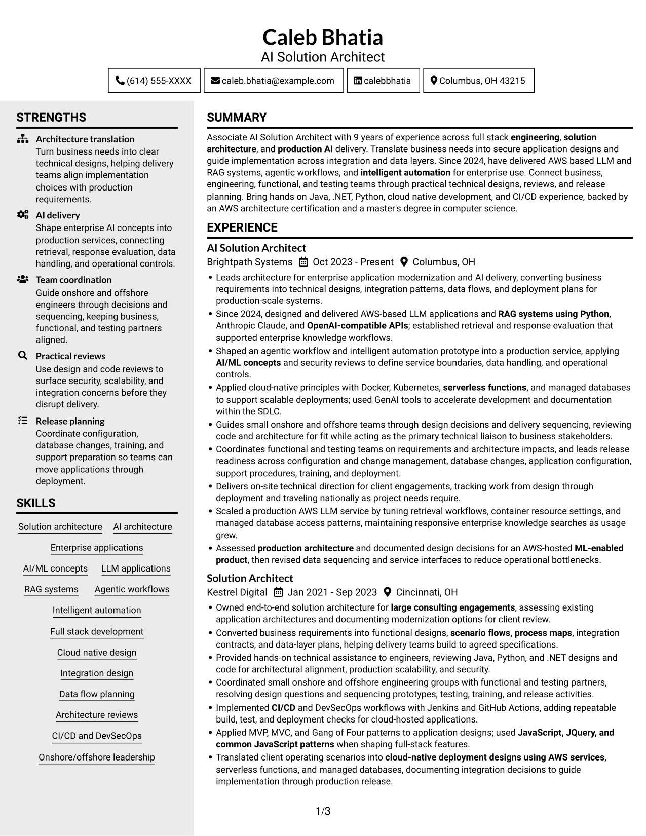 Resume example — page 1