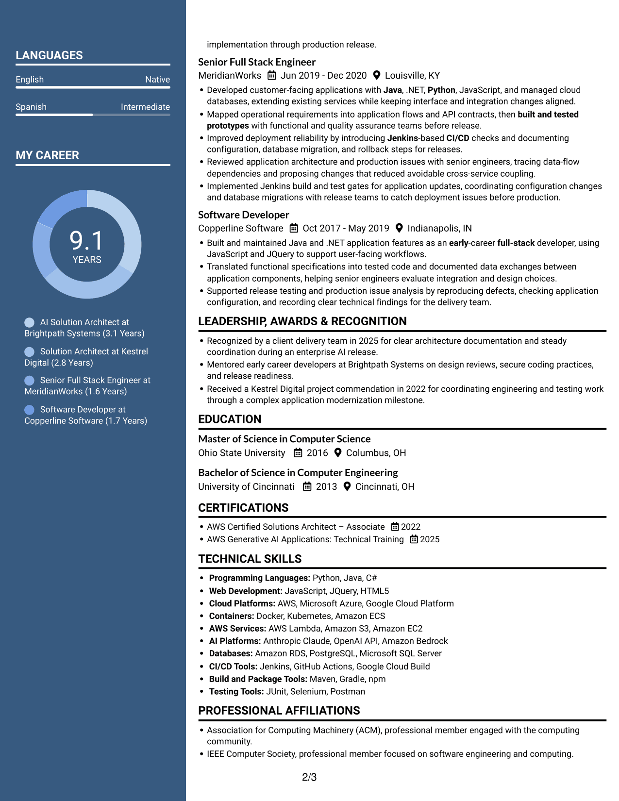 Resume example — page 2