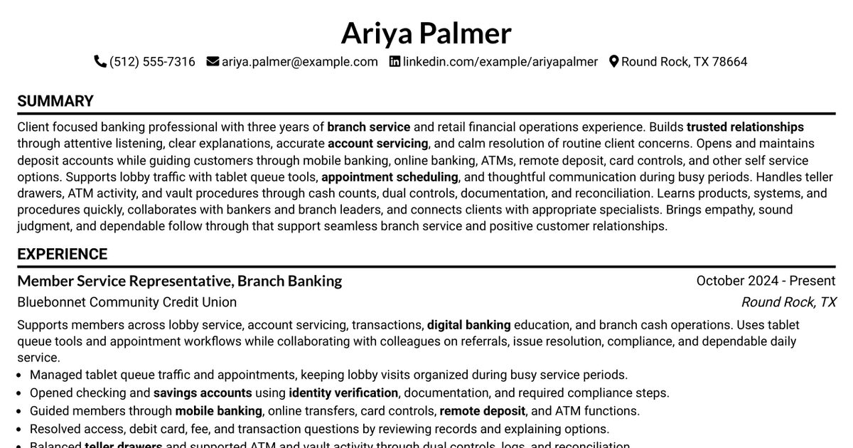 7 Associate Banker Resume Templates with Example