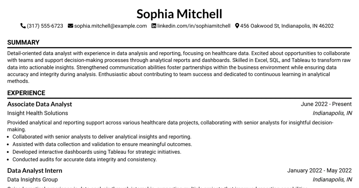 33 Associate Data Analyst Resume Templates with Example 2026 (ATS-Optimized)