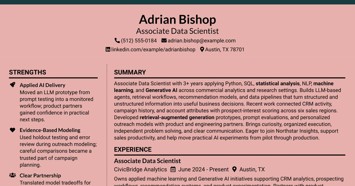 33 Associate Data Scientist Resume Templates with Example 2026 (ATS-Optimized)