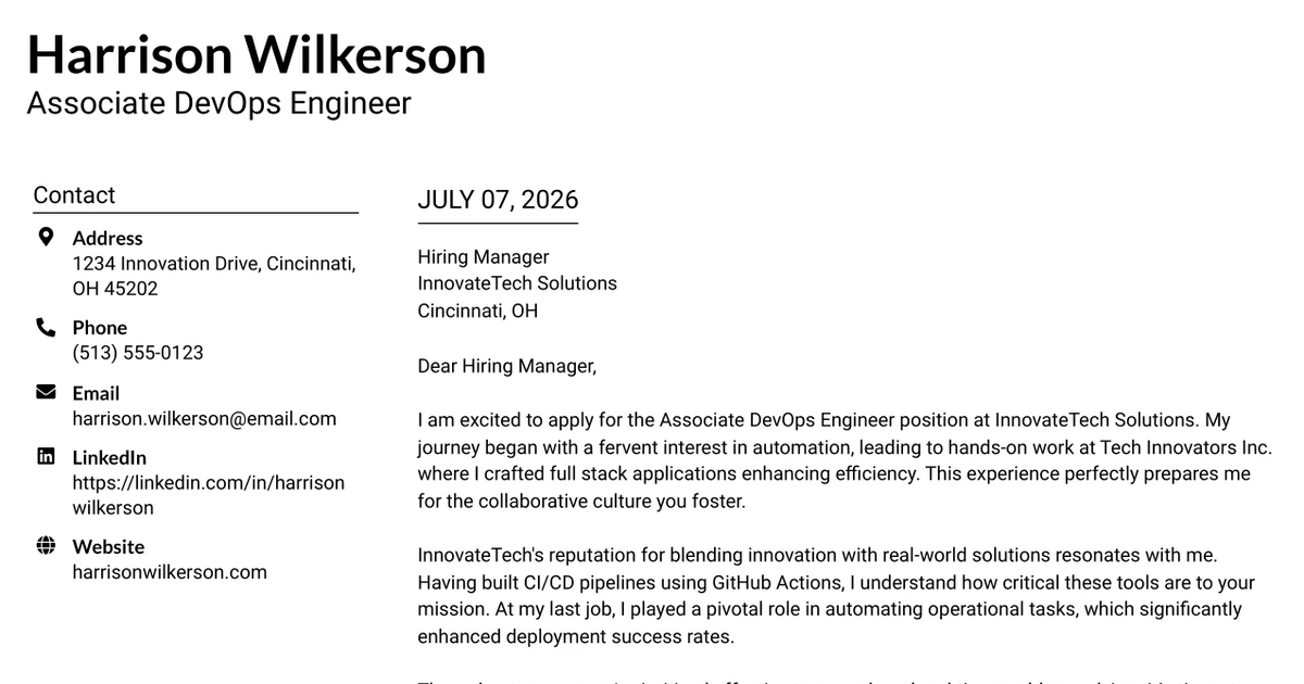 30+ Associate DevOps Engineer Cover Letter Templates with Example 2026