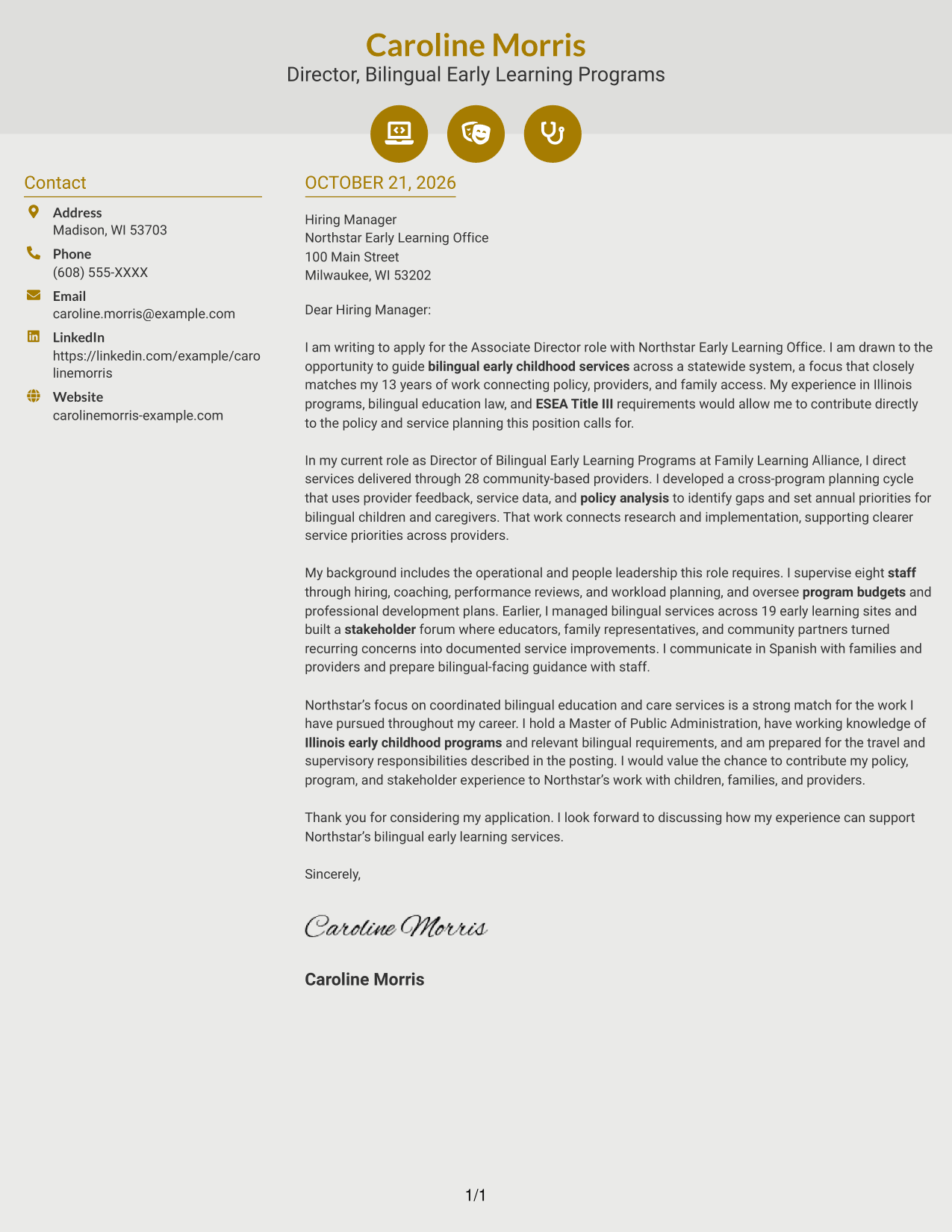 Cover letter example — page 1