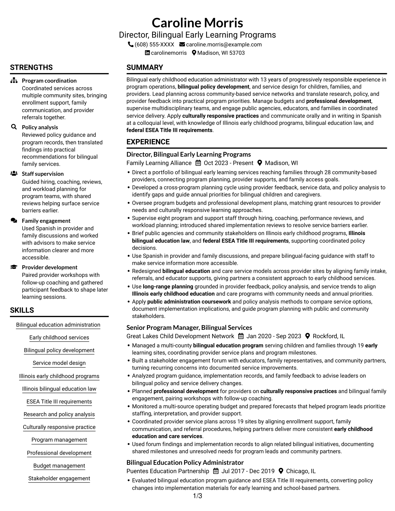 Resume example — page 1