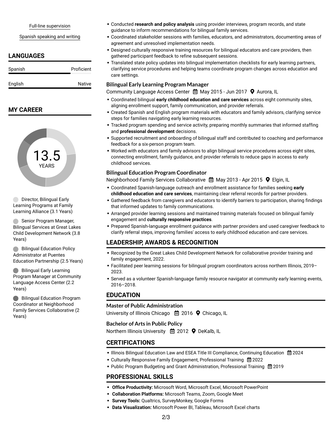 Resume example — page 2