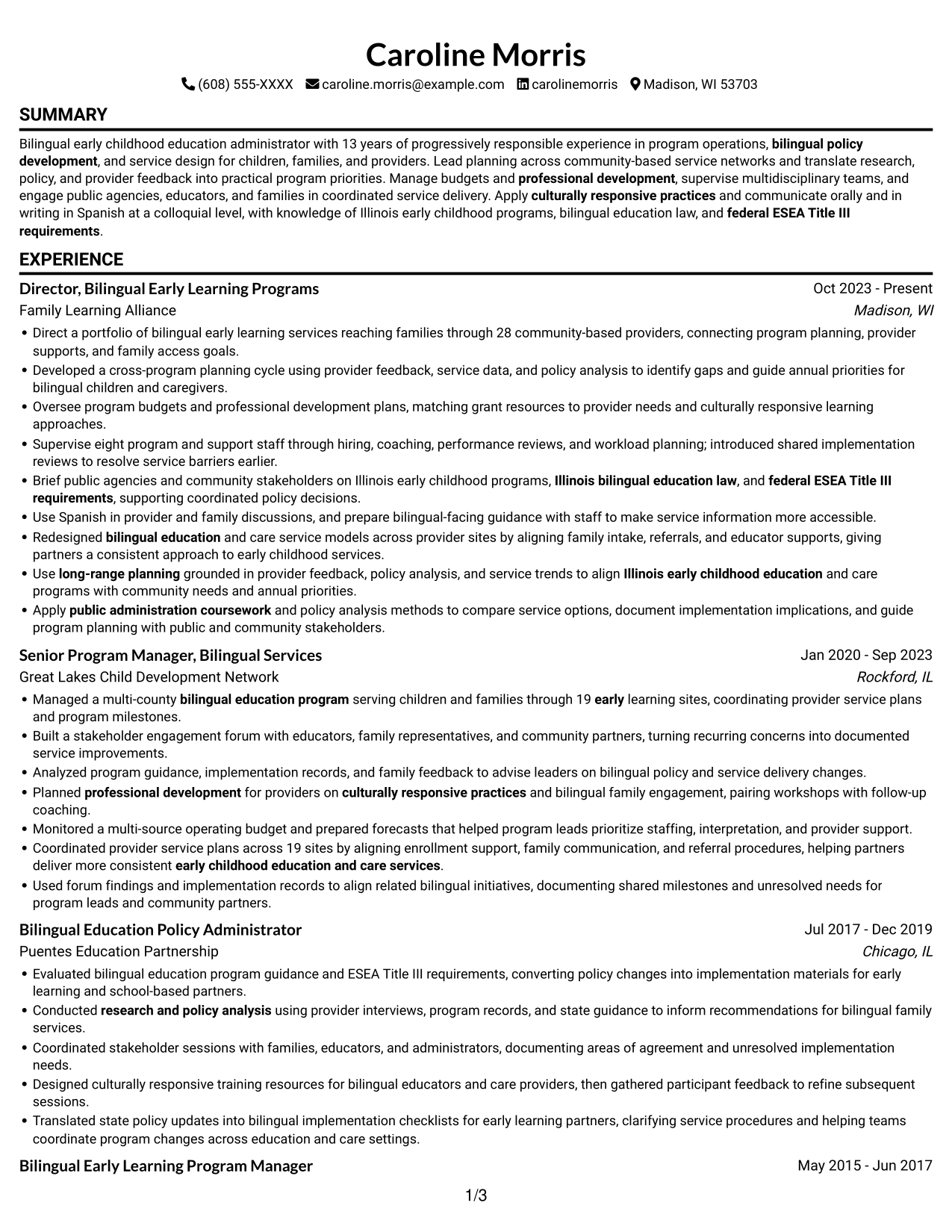 Resume example — page 1