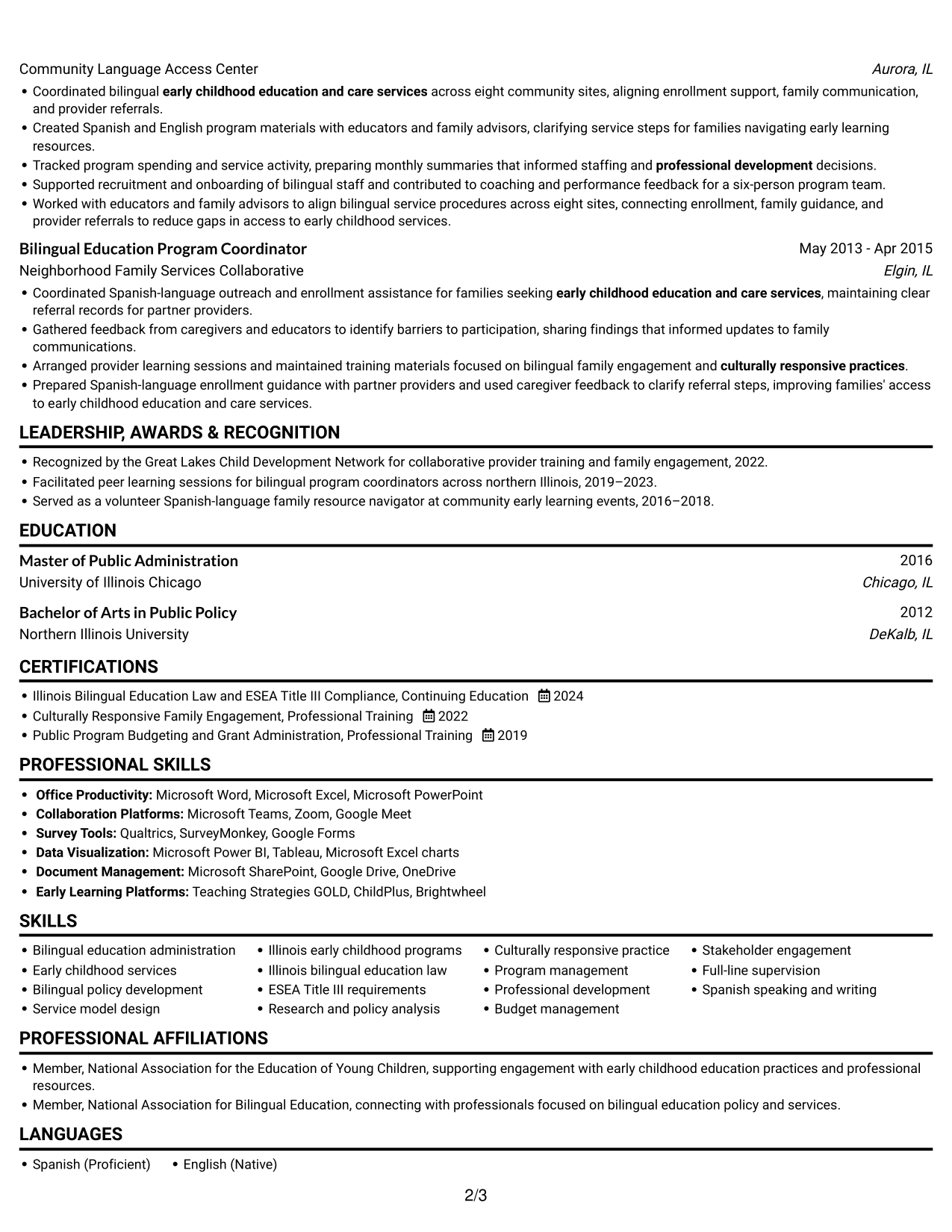 Resume example — page 2