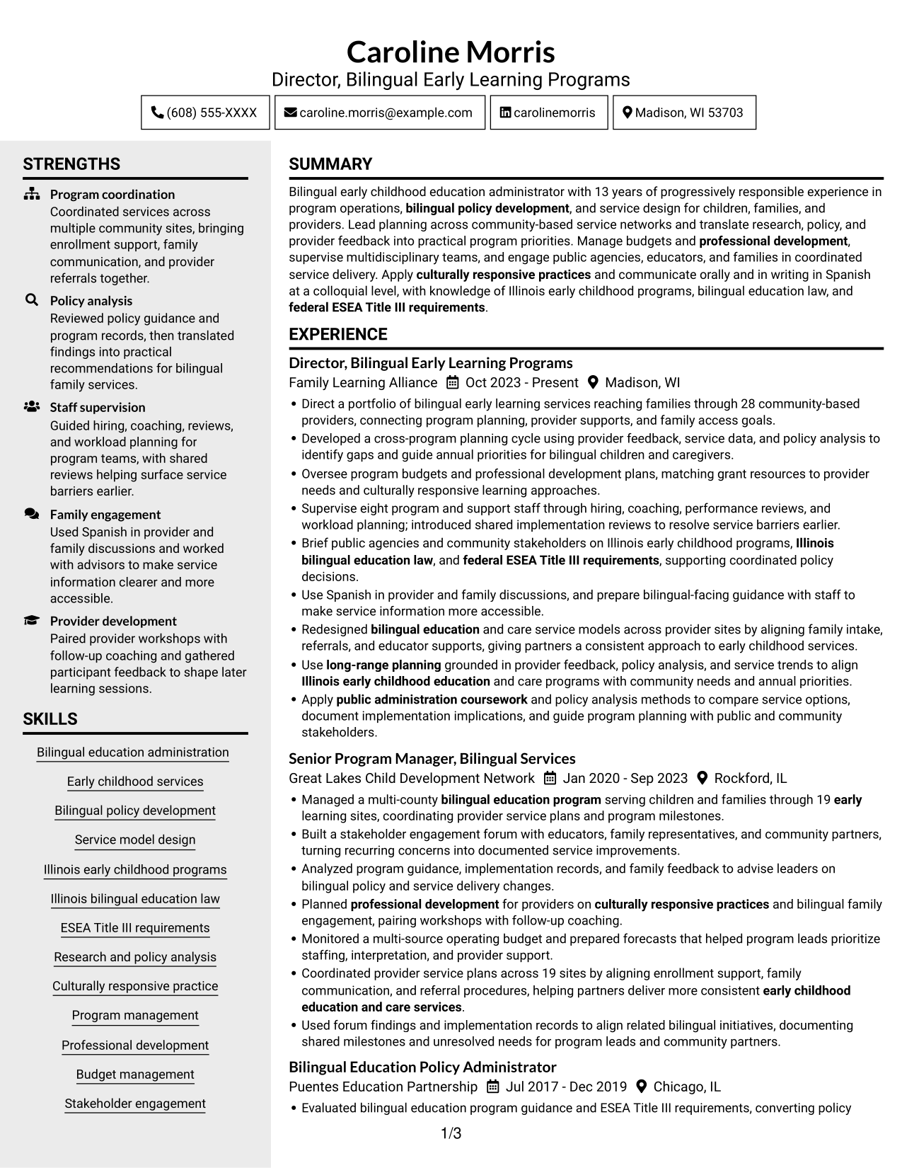 Resume example — page 1