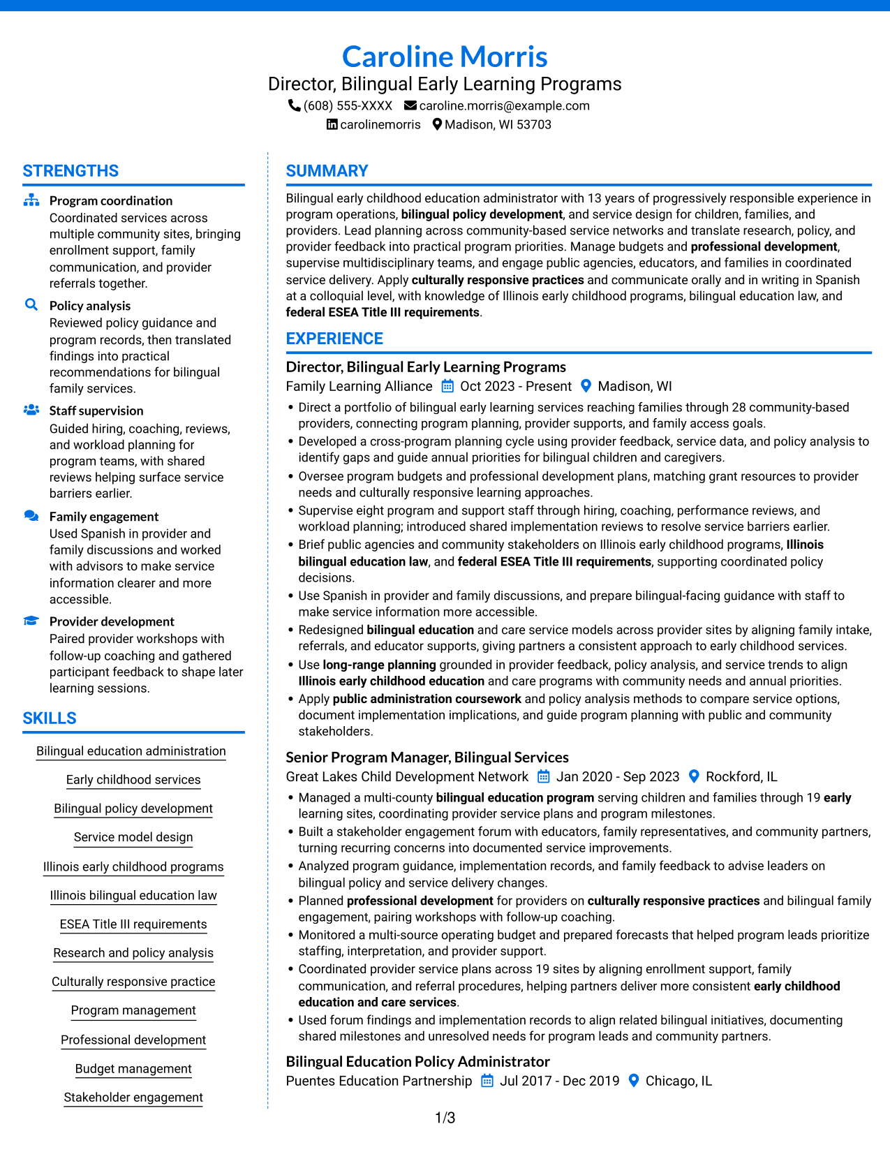 Resume example — page 1