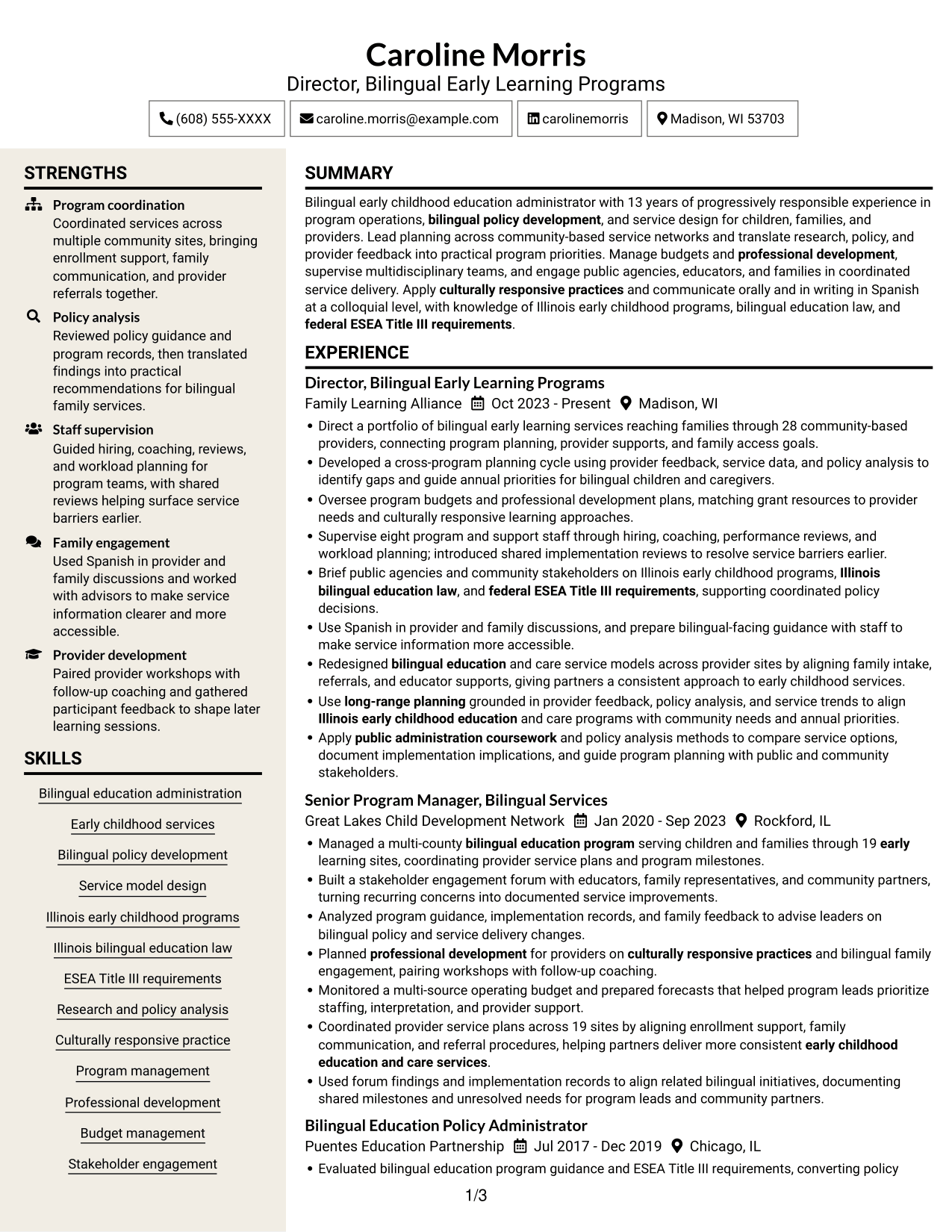 Resume example — page 1